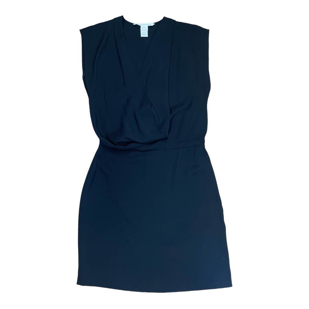 Diane Von Furstenberg Black Sleeveless Silk Cowl Neck Dress Size 0